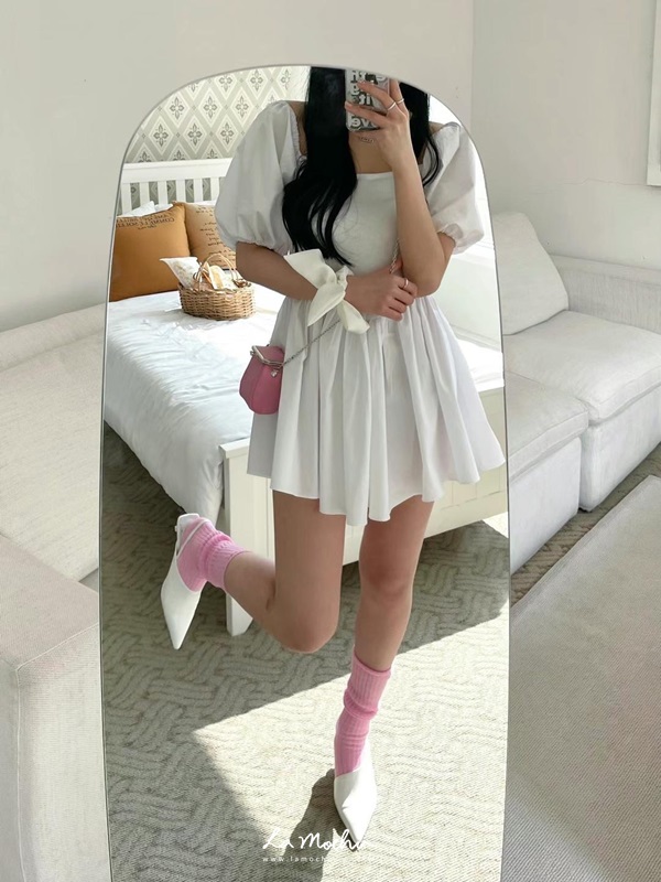 澎袖蘿莉風短洋裝
